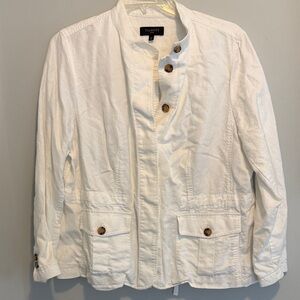 Talbots White Utility Jacket with Wooden Buttons